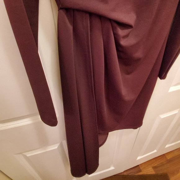 NEW - TOPSHOP Asymmetric Eggplant Crepe Drape Dress - 4 - Picture 6 of 9
